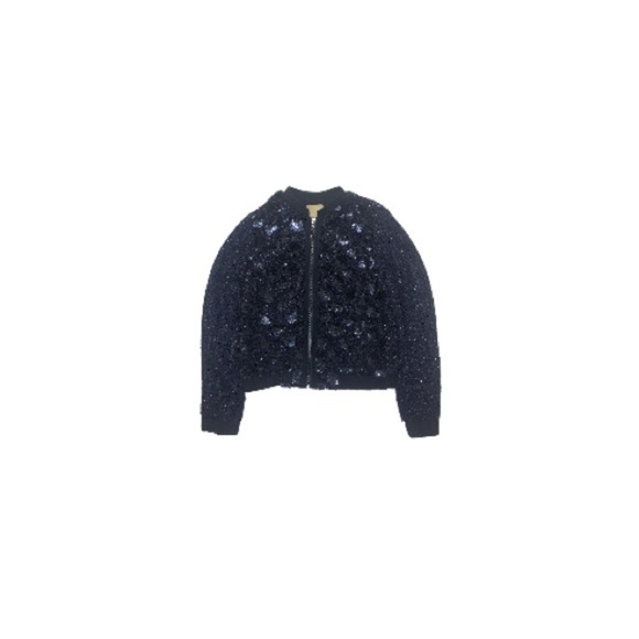 Anthropologie Elevenses Blue Sequinned Zip Up Jacket - Women’s Size XS - Picture 1 of 16